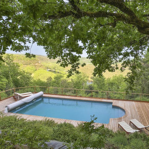 Listen to birdsong and chirping cicadas as you swim in your private heated pool