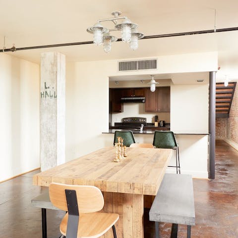 Share a meal around the rustic table or use it as a base to work from home