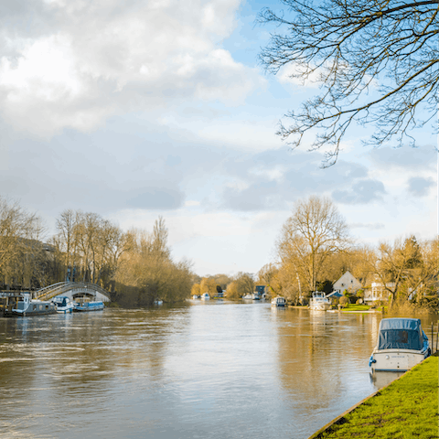 Hire a boat for a day out on the River Thames – it's a nine-minute walk