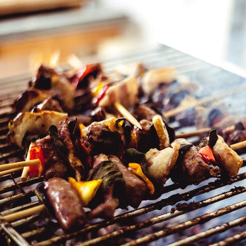 Get cooking on the home's charcoal barbecue