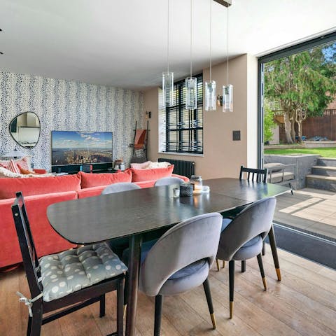 Open up the bi-fold doors and enjoy a full English breakfast at the dining table