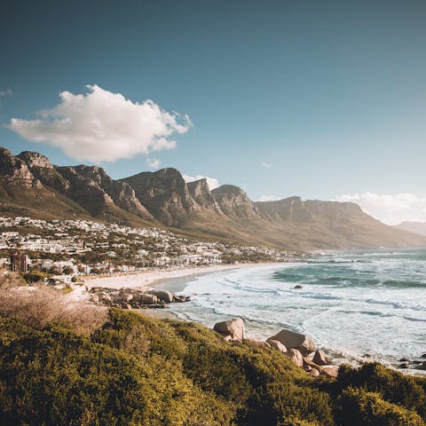 Visit the picturesque beach at nearby Camps Bay