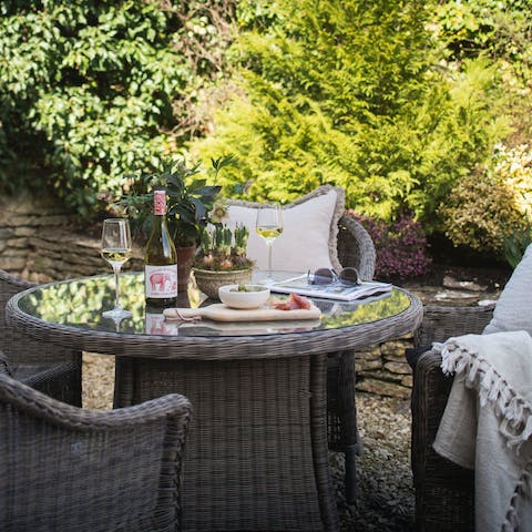 Savour leisurely afternoon drinks in the private garden
