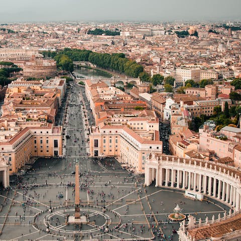 Walk twenty-four minutes to the Vatican 