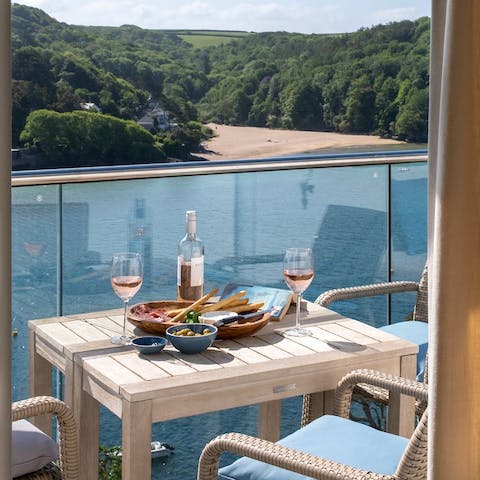 Take in picturesque views over Salcombe estuary from the balcony 