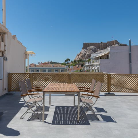 Soak up views of the mighty Acropolis from your expansive terrace