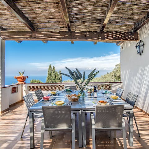 Enjoy alfresco Italian meals with views over the Gulf of Naples