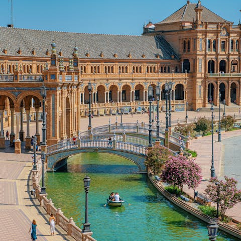 Stroll around the Plaza de España, around a twenty-minute stroll from your doorstep