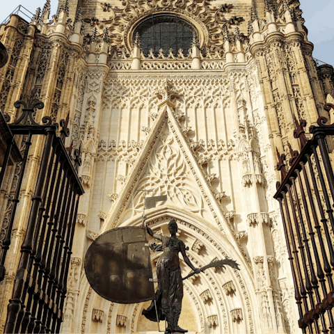 Visit the striking Seville Cathedral, a five-minute walk away