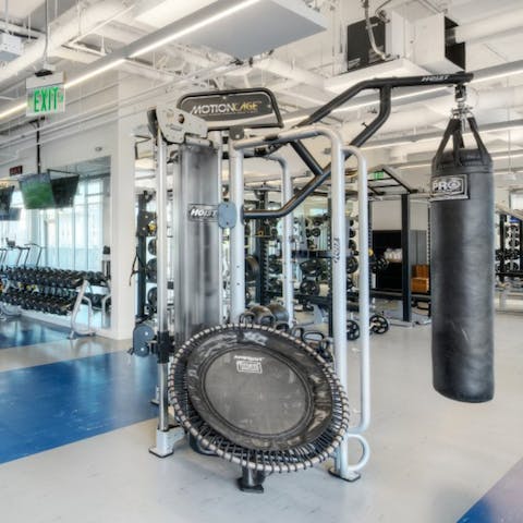 Box, bounce, press and lift in the guest-only fitness centre