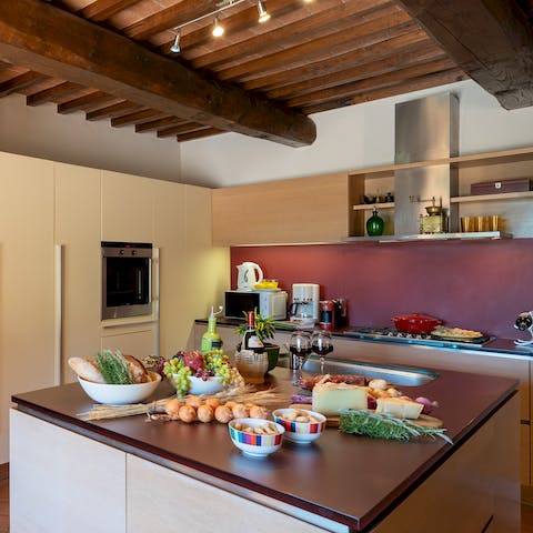 Practise your Italian-style cooking in the beautiful kitchen