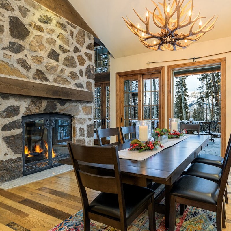 Dine in front of the roaring fire
