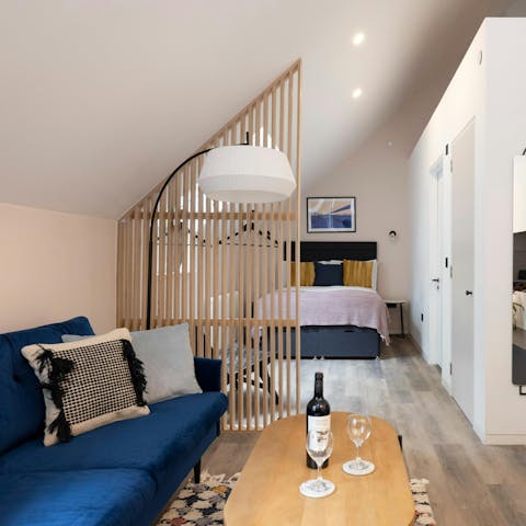 Enjoy cosy evening drinks in the living room