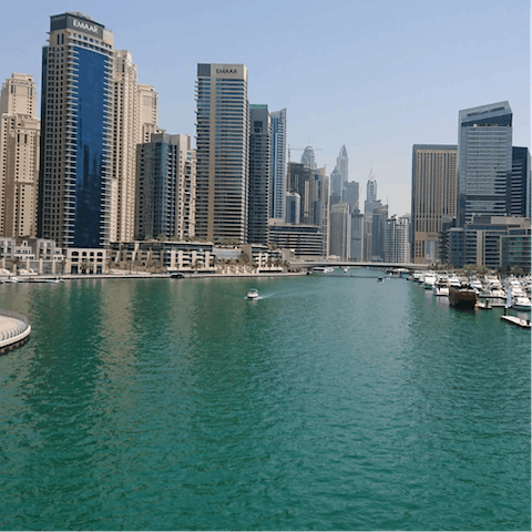 Go for a stroll around the beautiful Dubai Marina nearby