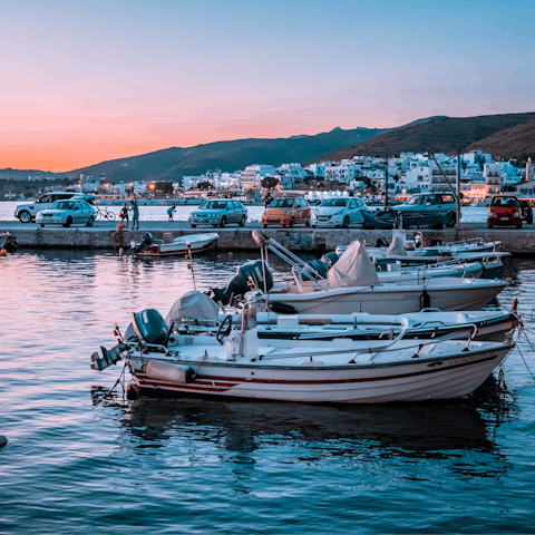 Potter around Tinos all day before heading to the harbour for sunset