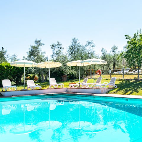 Soak up some rays by the shared pool