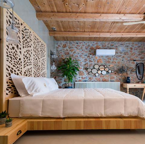 Wake up in the elegant bedrooms with their stone walls and dedicated desks