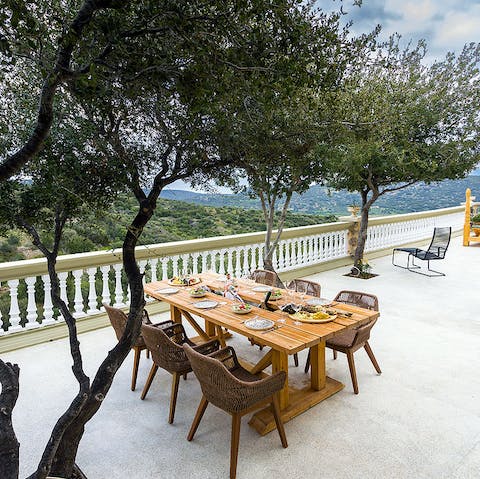 Enjoy breakfast alfresco while feasting on wide-sweeping views