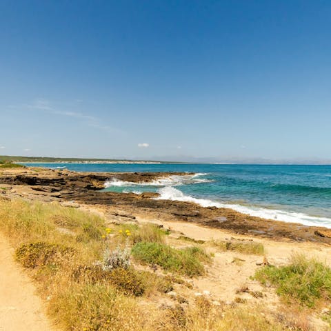 Take advantage of the rocky beach mere steps from the garden