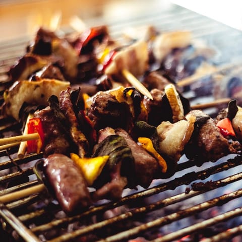 Grill up a feast on the home's barbecue