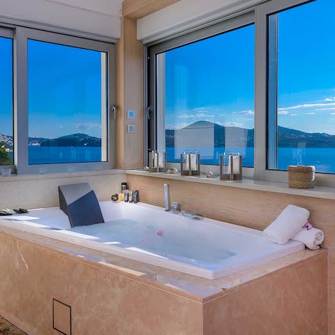 Enjoy a luxurious soak after a workout in the private gym room 