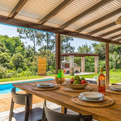 Serve up Greek-inspired meals at the alfresco dining area