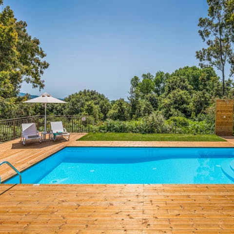 Swim gentle laps in the private swimming pool