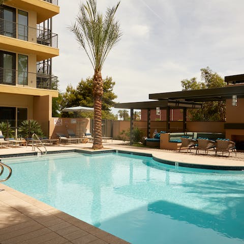 Cool off from the desert heat with a dip in the communal pool