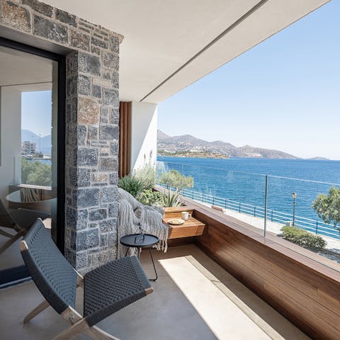 Take in sea views while sipping your morning coffee on the private balconies