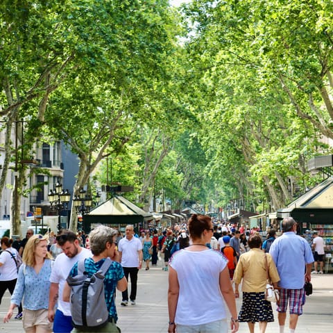 Head out for a day of shopping, dining and sighseeing at La Rambla