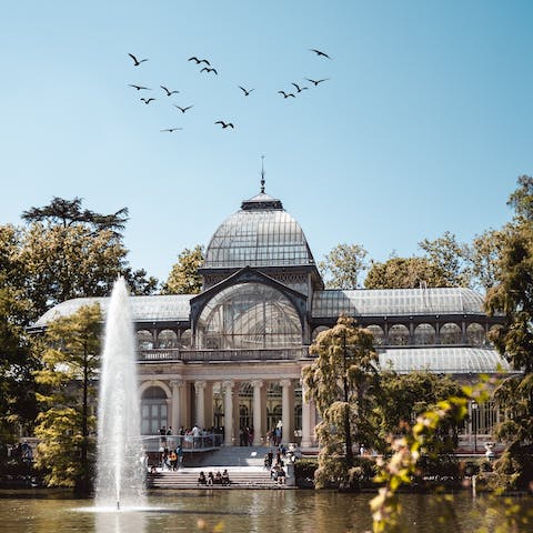 Take a leisurely stroll through the neighbourhood and make your way to El Retiro Park – just fifteen–minutes away