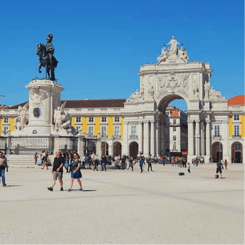 Have a stroll around the vibrant Praça do Comércio, twenty minutes on foot