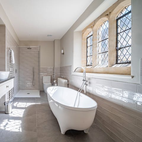 Relax in a bubble bath after a day exploring Dorset's pretty countryside 