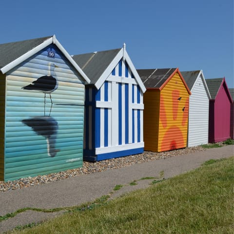 Make the short stroll to the colourful beach huts of Herne Bay's pebble shore