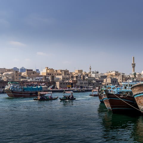 Visit the fascinating and historic port of Dubai Creek, just a short drive away