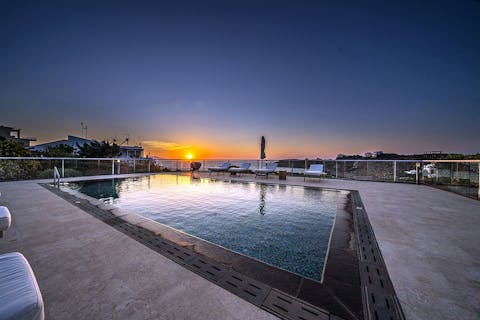 Enjoy magnificent sunsets over the Akrotiri peninsula from your private pool