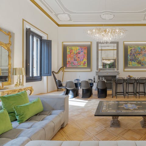 Unwind in the palatial living space after sightseeing