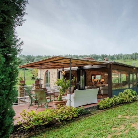 Enjoy unobstructed views of the Italian countryside from the hayloft