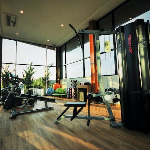Work up a sweat in the shared gym, featuring some fantastic equipment