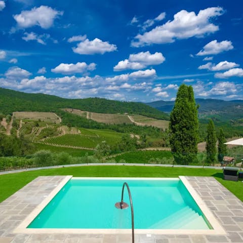 Cool off from the Tuscan summer heat in the private outdoor pool