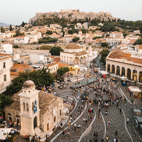 Stroll through the bustling energy of Athens