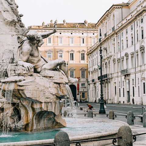 Stroll through picturesque Piazza Navona, a four-minute walk away
