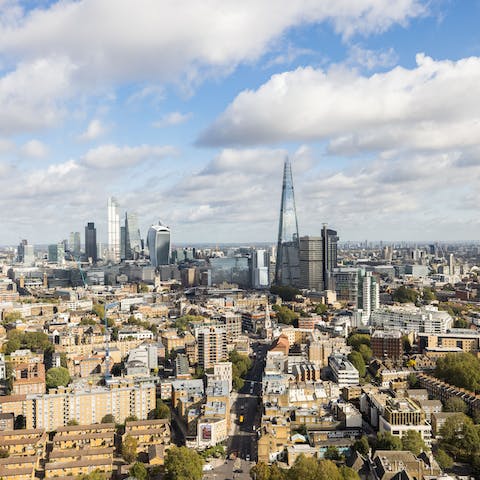 Take in sweeping skyline views over the city of London from your penthouse apartment