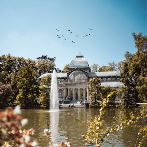 See the galleries, lakes and statues of El Retiro Park