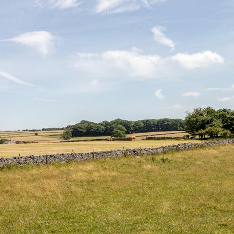 Enjoy being surrounding by the rolling green fields of the Peak District