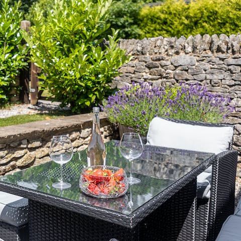 Spend an evening enjoying a bottle of Lindway Brook champagne on the terrace