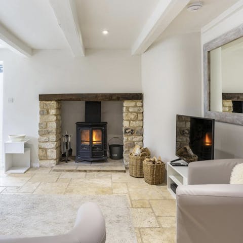 Cosy up on colder evenings by the inglenook fireplace