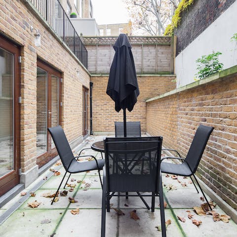 Enjoy breakfast out on your private patio area 