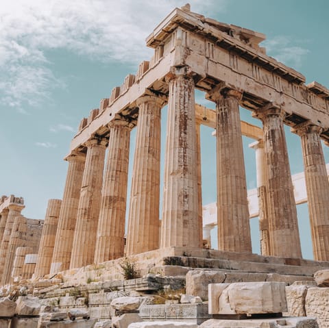 Explore the stunning Acropolis, a ten-minute walk away