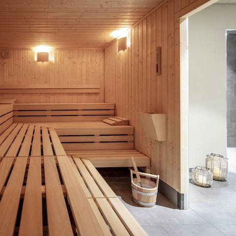 Relax and unwind in the resort’s sauna